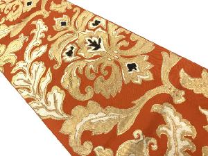 アンティーク　服部織物製　抽象草花模様織出し袋帯（材料）